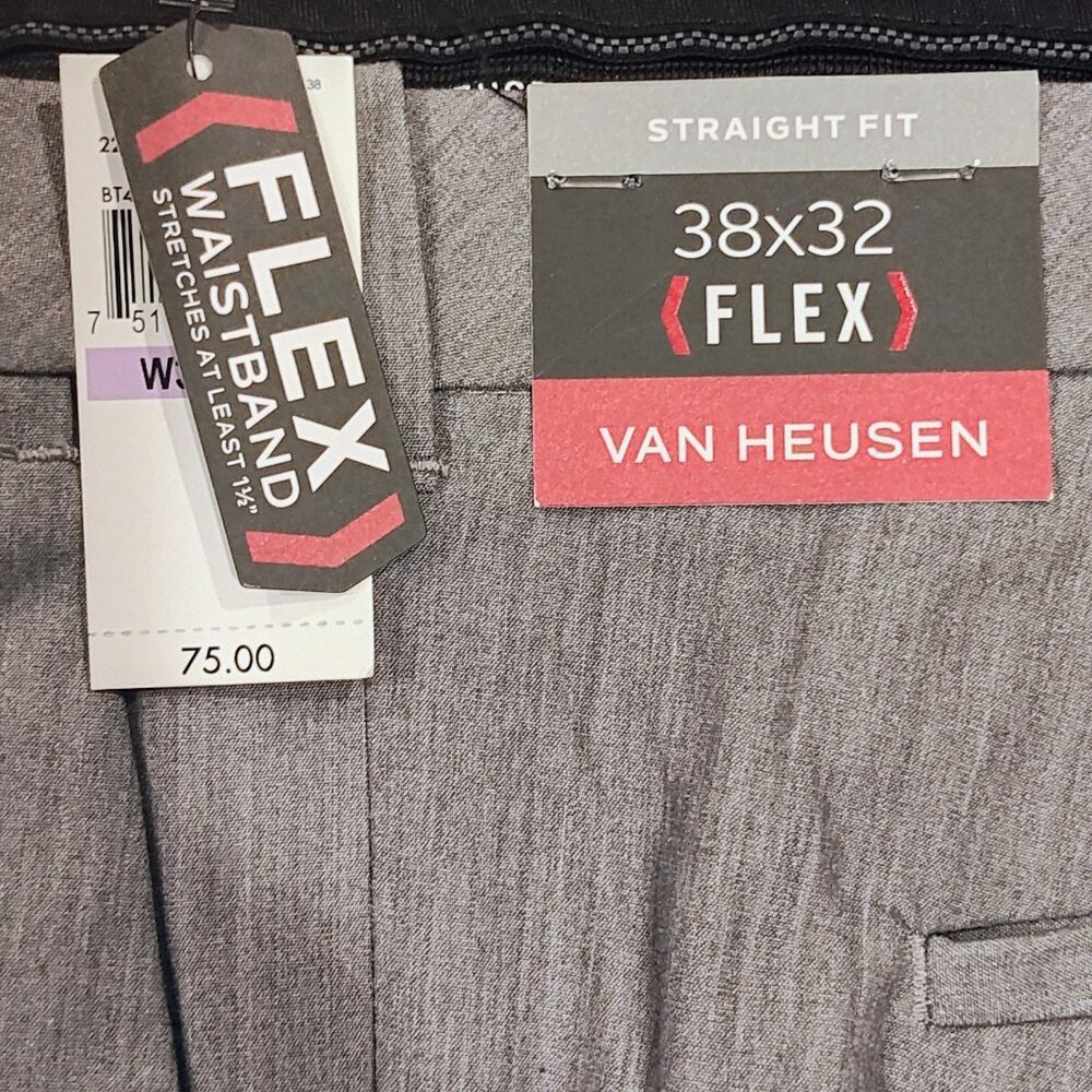 Van Heusen Mens Flex Dress Pants *New* 38 x 32 Grey